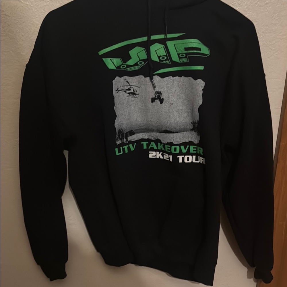 Graphic Black Hoodie with Green Accents